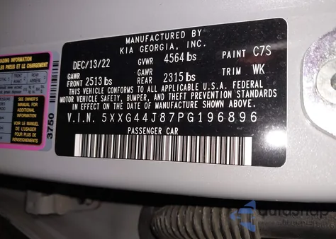 2023 Kia K5 Gt z USA, uszkodzony, nr VIN 5XXG44J87PG196896